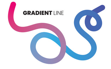 Obraz premium Abstract flowing gradient line with pink and blue colors on a white background