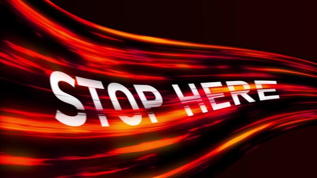 Red Abstract Stop Here Text Background.