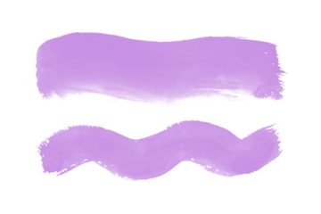 Two purple brush strokes isolated on transparent background, watercolor paint