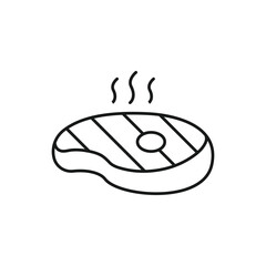 Steak beef meat food editable stroke outline icon, vector illustration