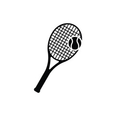 Tennis Rackets and Balls Icon Set. Vector Silhouette for Sports Logo and Design Isolated on white Background
