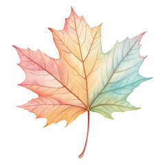 Fototapeta premium Watercolor depiction of a vibrant maple leaf showcasing autumn's beauty and colors