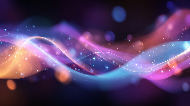 Abstract blue and purple background with glowing waves - ai generative