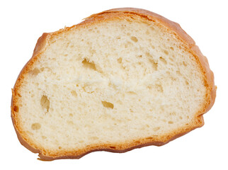 A slice of bread is shown on a white background