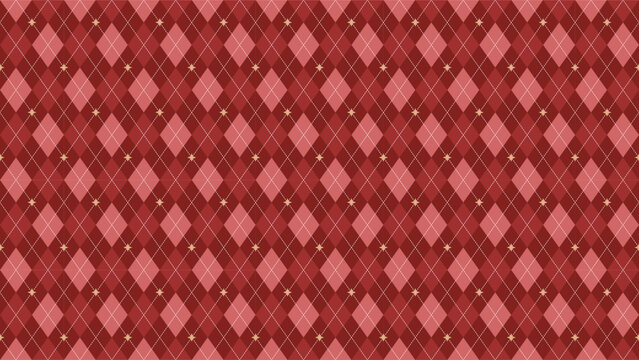 Classic red argyle seamless pattern with dotted lines and star accents, perfect for holiday and Christmas designs