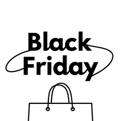 A minimalist graphic boldly announces “Black Friday” with a simple shopping bag icon
