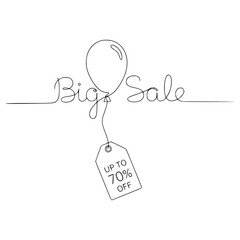 Words “Big Sale” with a floating balloon and a tag 