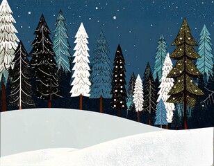 クリスマスの背景　クリスマスカード　北欧風　手描き風
