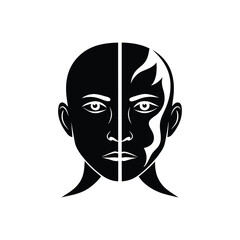 Split Face Silhouette with Abstract Design