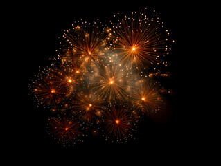 Vibrant fireworks lighting up the night sky with colorful bursts and streaks. Celebration and festivity scene.