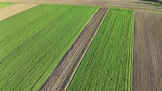 survol des champs en automne au mois de novembre pr&egrave;s de Contz-les Bains, en Moselle