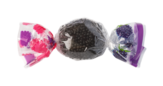 Blackberry flavored hard candy with transparent background