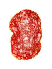 Salami slice offering delicious cured pork meat, ready for a meal