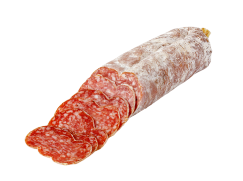 Salami sausage sliced, delicious traditional cured meat food