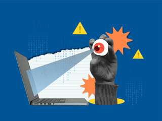 Cybersecurity awareness and threat detection with visual elements. Vector illustration