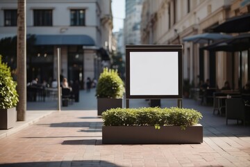 display blank clean screen or signboard mockup for offers or advertisement in public area
