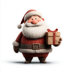 Santa Claus with a Gift: A cheerful, round Santa Claus, embodies the holiday spirit as he holds out a beautifully wrapped gift.