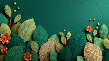 Elegant Botanical Wallpaper: A meticulously crafted artwork of vibrant foliage creates a serene and refined visual for design elements. 