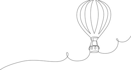 Hot air ballons in continuous one line drawing. Single line draw illustration of hot air ballons. Editable vector.