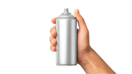 Hand Holding a Silver Spray Paint Can