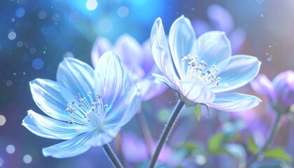 Naklejka premium Fantasy flowers with bioluminescent glow