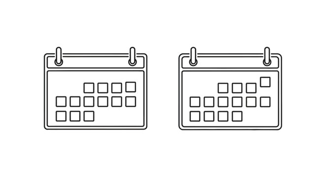 Simple outline of two calendars with blank date grids displayed