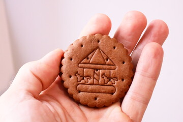 A person grasping a cookie with their hand, a sweet moment captured