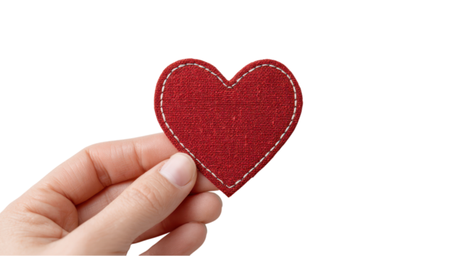 Red Heart Patch Held in Hand - Love and Affection