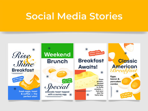 Engaging social media story template featuring various breakfast options to attract food lovers