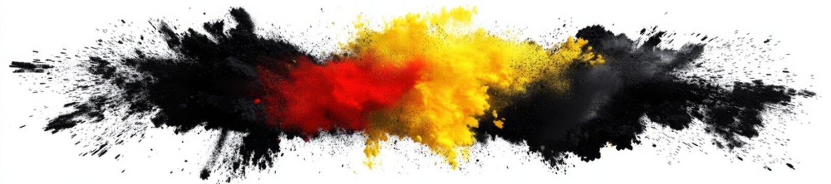 Isolated image of vibrant color powder in German flag design.