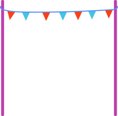Obraz premium Festive colorful bunting pennants header on black background minimalist party frame decoration bright vector graphic celebration fun design element