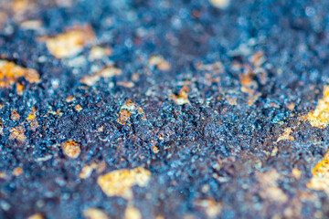 Abstract background of the ground with black or yellow sand, macro.
