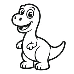Obraz premium Friendly Cartoon Dinosaur Standing Upright Black and White Line Art for Kids