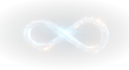 Abstract infinity symbol glowing in digital futuristic design showing strength power and visual brilliance.
