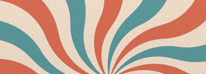 Groovy red and blue wavy circus pinwheel. Retro starburst liquid background. Sun rays abstract illustration. Vector wave carnival decoration. Radial stripes vintage backdrop pop art design.