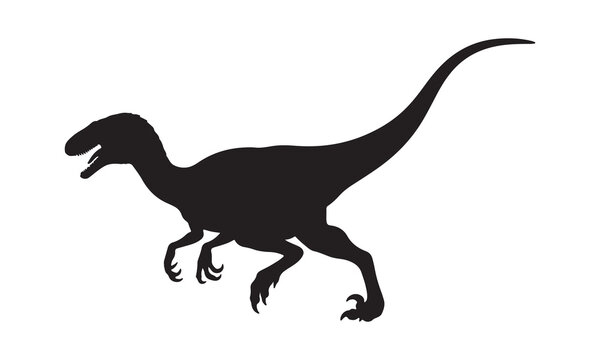 Black silhouette of a velociraptor dinosaur
