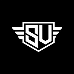 SV Logo vector image of initial shield with wing outline and simple shield
