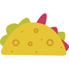 Isolated Yellow Taco With Green Lettuce And Red Salsa On A Transparent Background