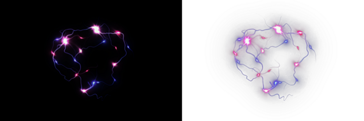 Abstract energy flow illustration with vibrant colors, showcasing dynamic light trails and glowing nodes, perfect for creative projects and digital designs with copy space