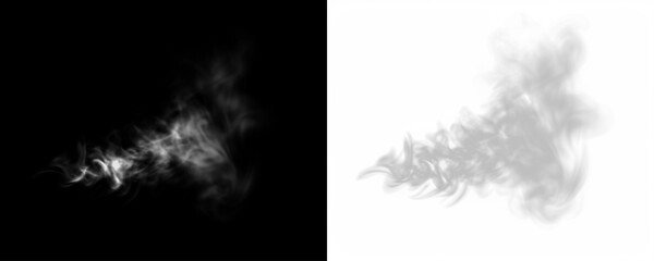 Smoke overlay illustration with transparent background, featuring wispy tendrils and dynamic movement, ideal for creative design projects and visual storytelling