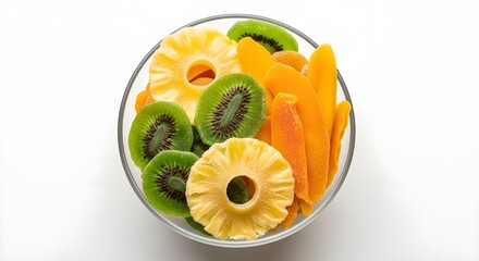 Colorful Dried Fruits Bowl | Kiwi, Pineapple, and Mango Slices for a Healthy Snack