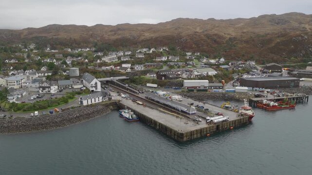 Aerial view of Kyle of Lochalsh, village in the Scottish Highlands
