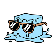 Cool Ice Cube Wearing Sunglasses Cartoon
