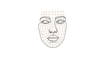 Outline of a female face with grid pattern for artistic design  