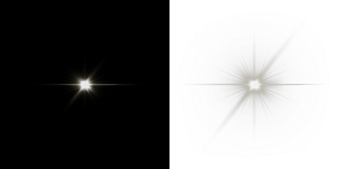 Bright starburst overlay on contrasting black and white backgrounds, creating a dynamic visual effect for creative projects and enhancing design elements with striking illumination