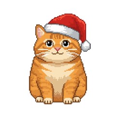 Cute Pixel Art Christmas Cat Portrait