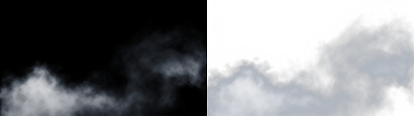 Black and white smoke overlay illustration with soft textures, creating a dramatic atmosphere for design projects, featuring ethereal wisps and flowing shapes