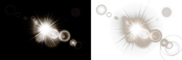 Bright light burst overlay with soft bokeh effects on contrasting black and white backgrounds, ideal for creative design projects and enhancing visual storytelling elements