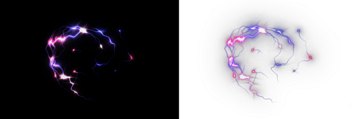 Abstract electric energy overlay with vibrant colors, featuring dynamic light trails on contrasting backgrounds, ideal for creative design projects and visual storytelling