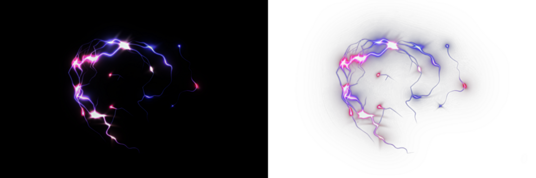 Abstract electric energy overlay with vibrant colors, featuring dynamic light trails on contrasting backgrounds, ideal for creative design projects and visual storytelling